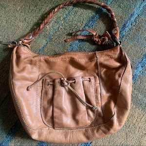 Super soft camel colored leather hobo bag by Fossil